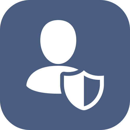 User profile icon with a shield representing security or protected account